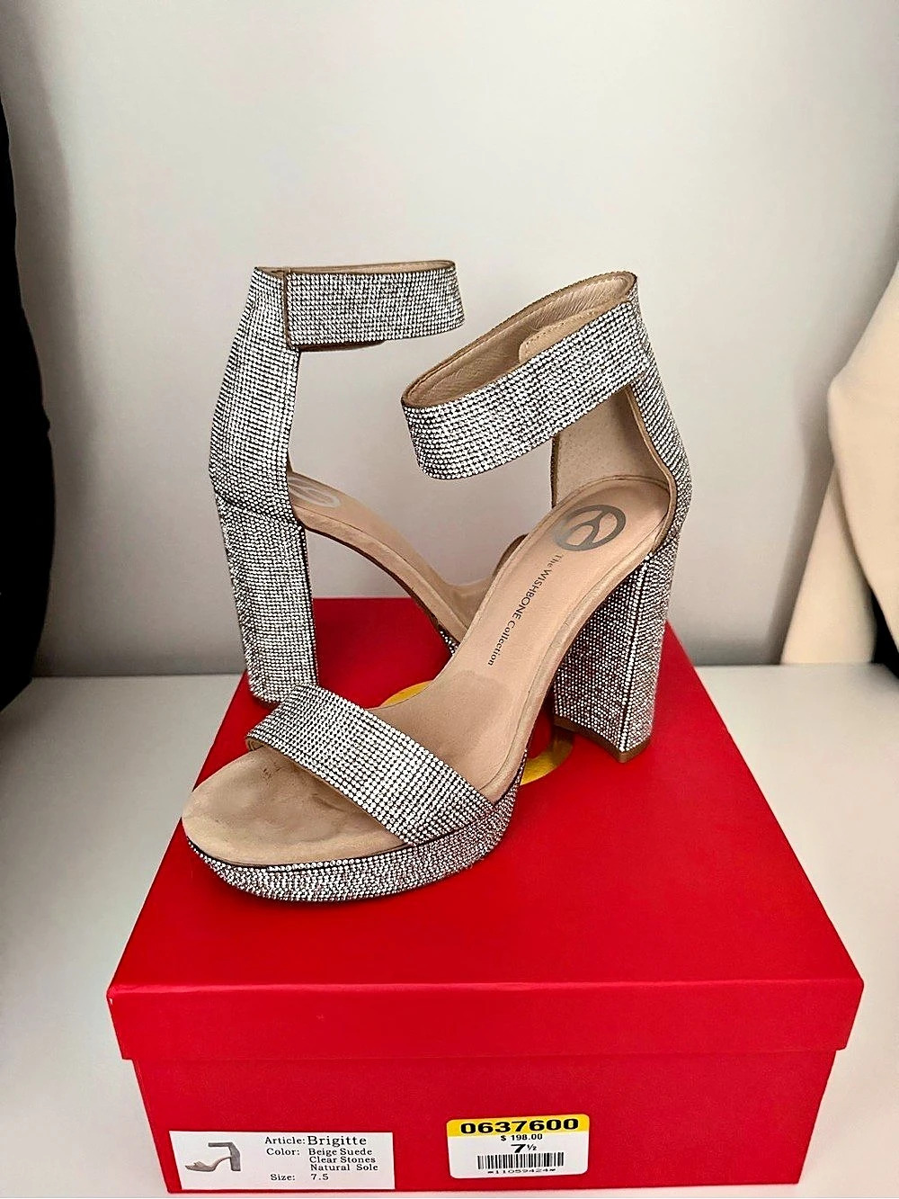 The Wishbone Collection Brigitte Rhinestone Heels Silver US 7.5